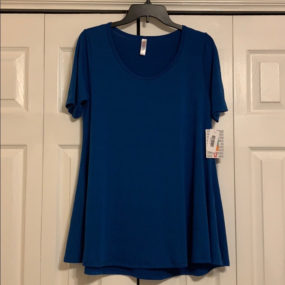LuLaRoe Short Sleeve Scoop Neck Top in Teal Blue